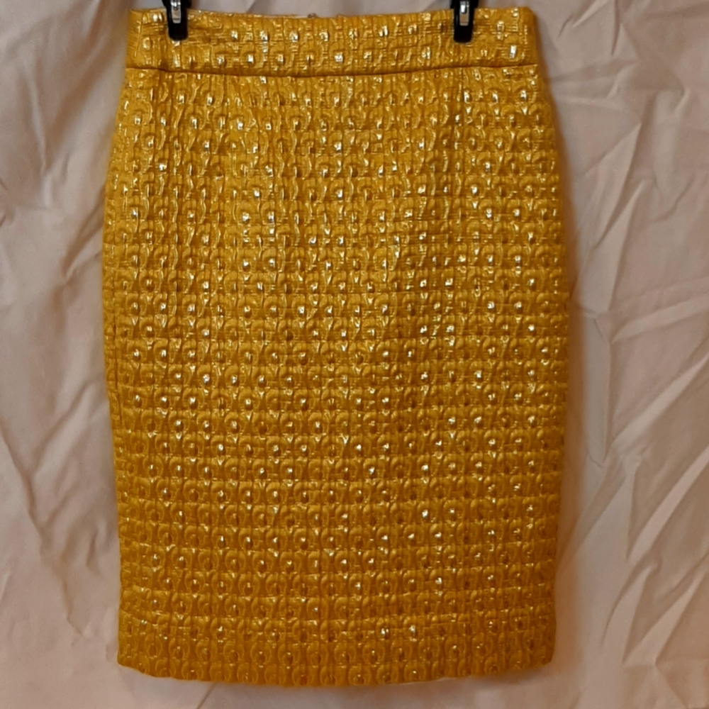 J crew metallic gold skirt